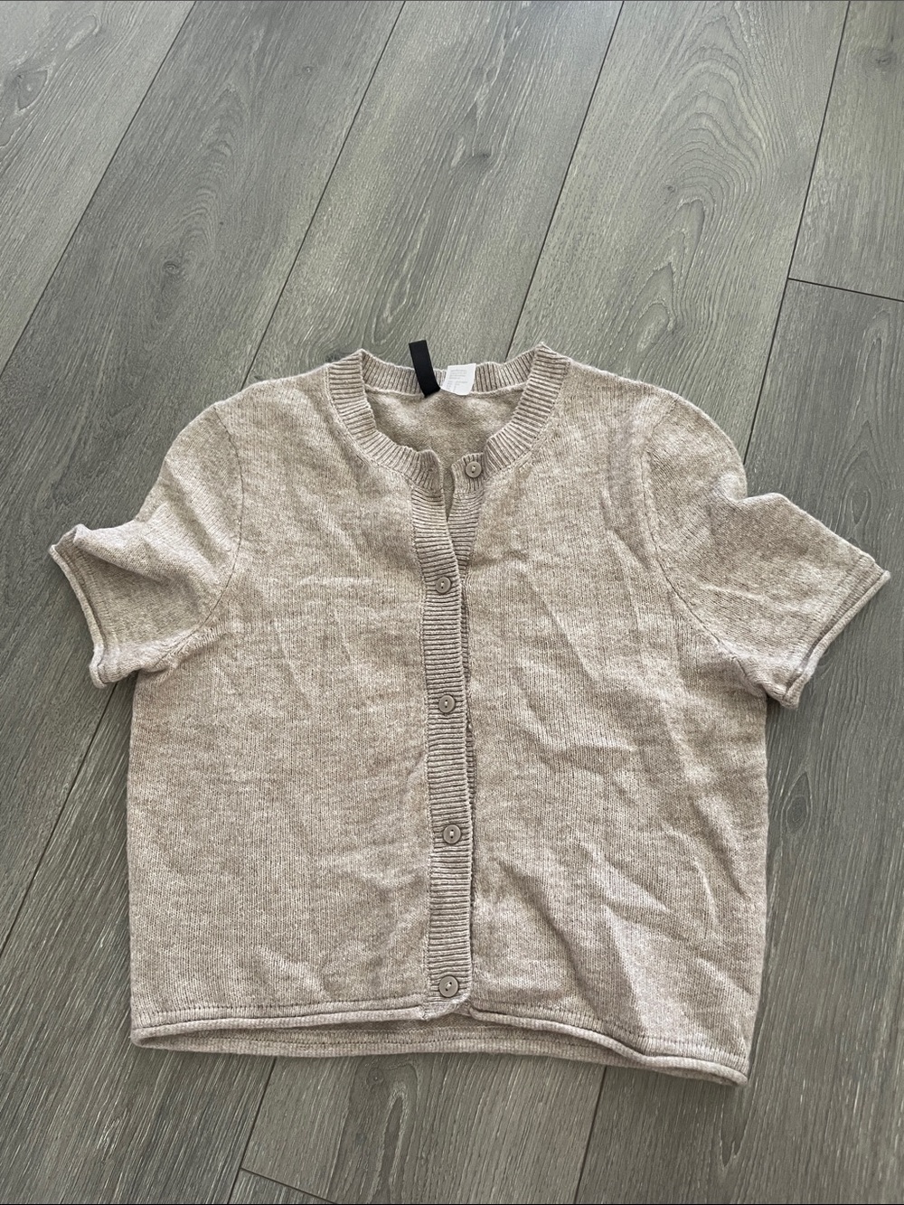 Women’s Short-Sleeve Knit Cardigan - Neutral Beige